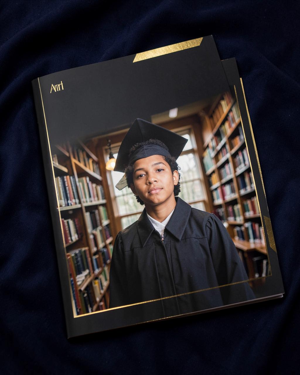 The annual Future First Foundation magazine on dark cloth
